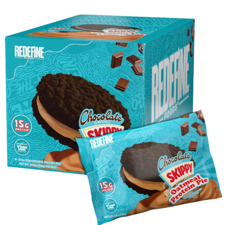 Redfine Foods Oatmeal Protein Pie Skippy Chocolate 8ct